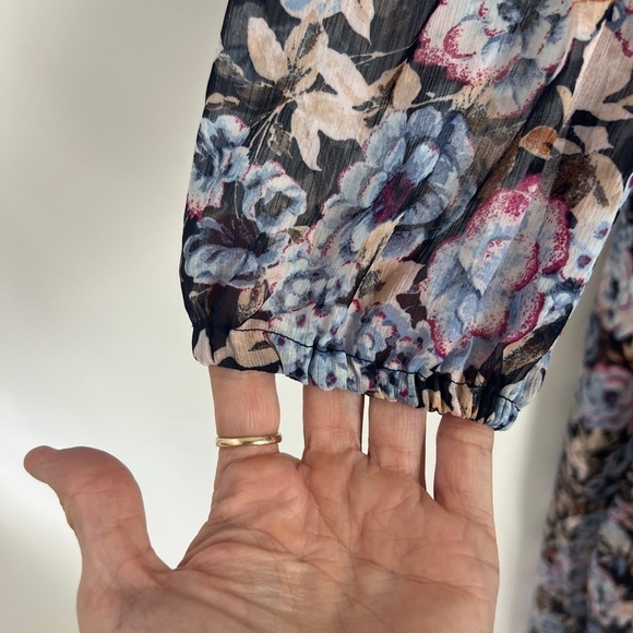 NEW Banana Republic Women's Navy Multi Floral Chiffon Midi Dress Feminine Boho - Picture 7 of 15